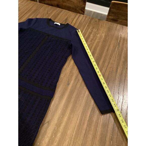 REISS Elsie Two Tone Textured Knitted Long Sleeve Navy black Mini Dress Medium - Picture 12 of 13